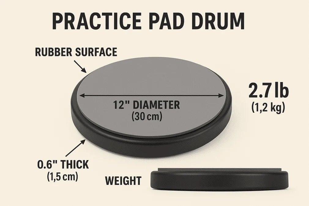 Drum practice pad for enhancing drumming techniques and rhythms