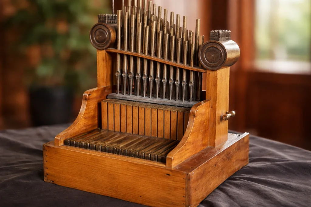 Ancient Roman hydraulis water organ producing music using water power and air pressure, showcasing early musical innovation.