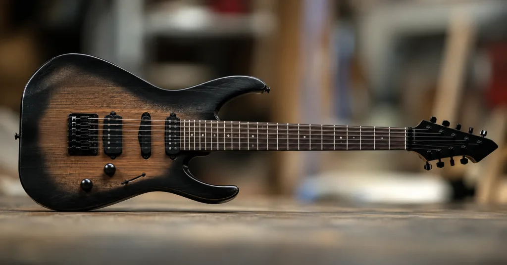 Guitar used in AI musical instruments for sensor mapping, generative sound, and live performances.